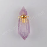 Fluorite Quartz Perfume Bottle Connector Gold Plated Jewelry G1942