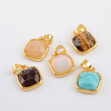 Natural Multi-kind Stones Gemstone Pendant Charm Gold Plated WX1292