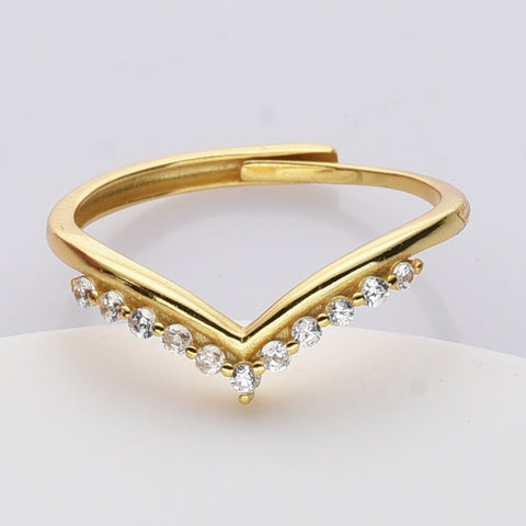 925 Sterling Silver CZ Ring, Adjustable Size, Fashion Jewelry Zircon Ring SS245R