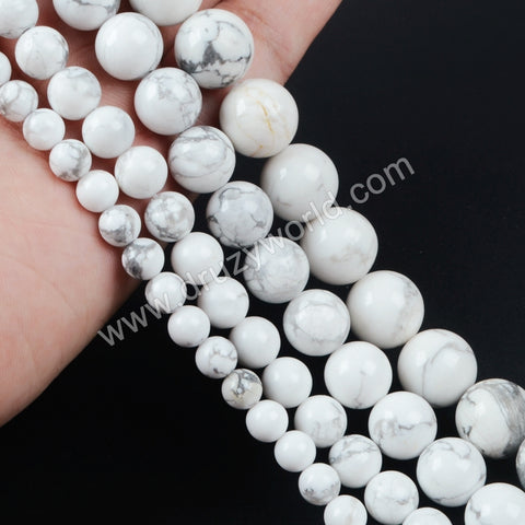 6mm /8mm /10mm /12mm Round White Howlite Turquoise Loose Beads LS001