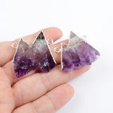 Silver Plated Natural Slice Amethyst Connector WX1069