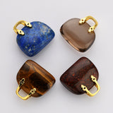 Gold Plated HandBag Shaped Rainbow Natural Gemstone Pendant Healing Crystal Stone Charm WX2133