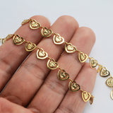 16 Feet Gold Plated Brass Hollow Heart Chain, For Necklace Bracelet Jewelry Making, Wholesale Supply PJ494