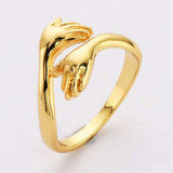 Adjustable Gold Plated Brass Love Hug Ring Hand Ring Open Ring WX2059