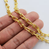 16 Feet Gold Plated Brass U Link Chain, Polished Paper Clip Chain, For Necklace Bracelet Jewelry Making, Wholesale Supply PJ504