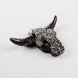 Rhinestone Pave Black Resin Ox Head Pendant JAB641