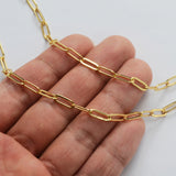 16 Feet Gold Plated Brass Long Thin Oval Link Chain, Paper Clip Chain, For Necklace Bracelet Jewelry Making, Wholesale Supply PJ495