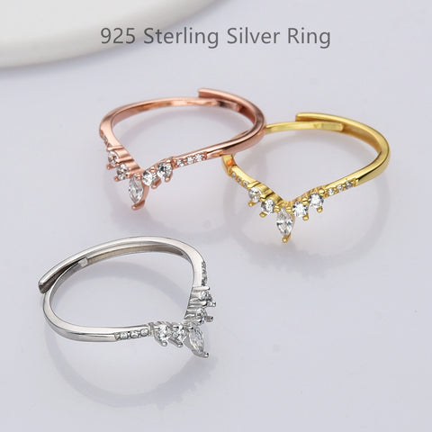925 Sterling Silver Zircon Ring, Adjustable Size, Dainty CZ Ring, Fashion Jewelry SS246