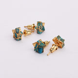Gold Plated Star Copper Turquoise Stud Earrings ED004