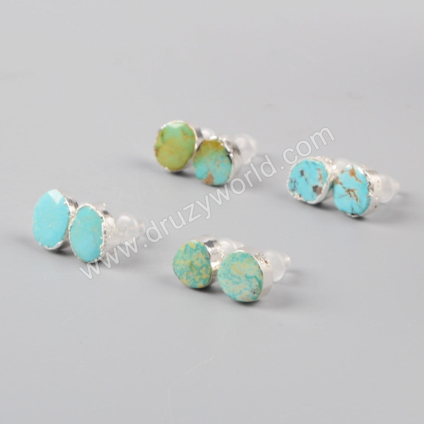 925 Sterling Silver Natural Freedom Turquoise Stud Earrings SS043