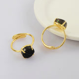 Gold Plated Round Agate Titanium Druzy Claw Adjustable Ring ZG0449