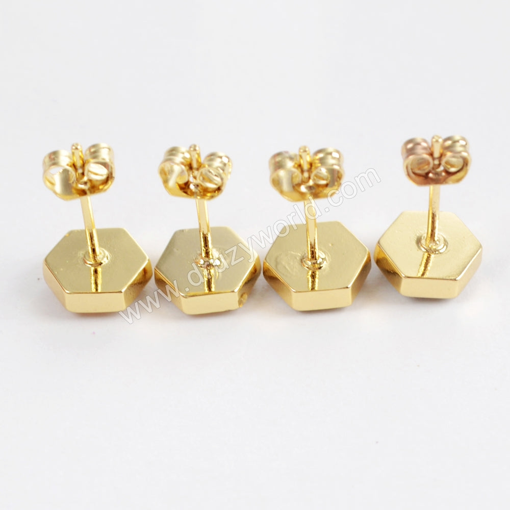 Gold Druzy Jewelry,Fashion Hexagon Earrngs
