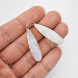 Gold Plated Long Teardrop Moonstone Faceted Charm, White Gemstone Drop Pendant G1524-5