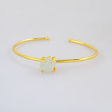 Gold Plated Claw Multi Natural Gemstone Raw Stone Adjustable Bangle Bracelet Jewelry Cuff ZG0451