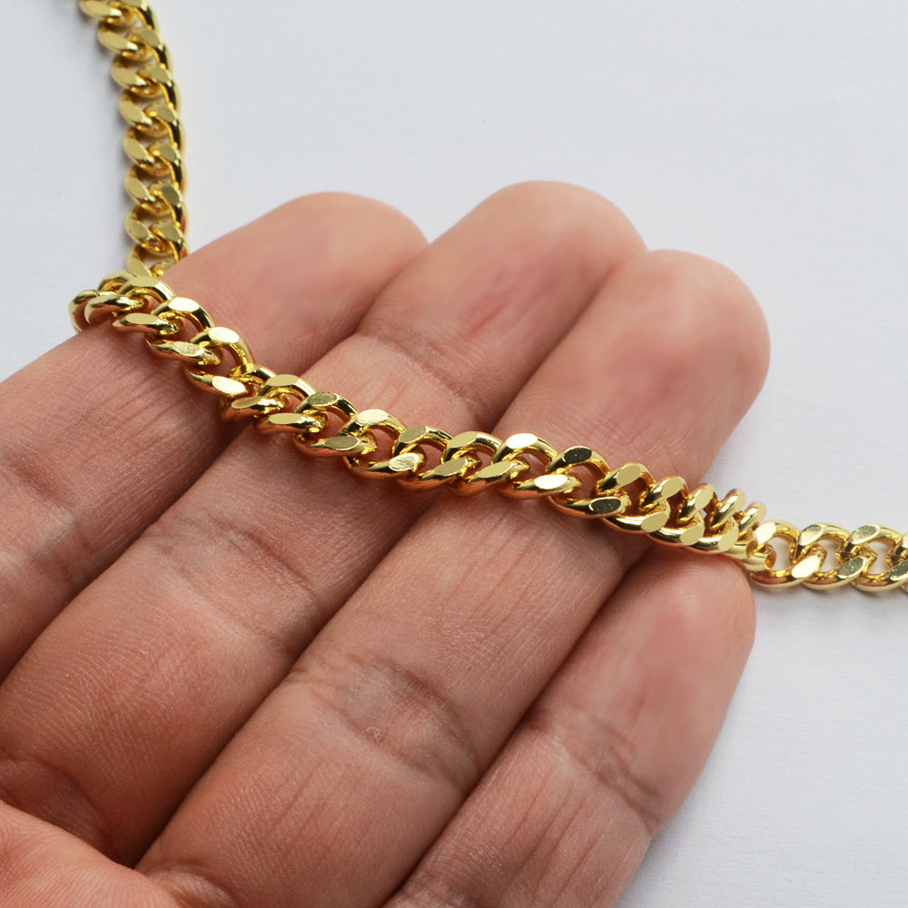 16 Feet Gold Plated Brass Thick Cable Chain, For Necklace Bracelet Jewelry Making, Wholesale Supply PJ489