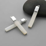 Silver Plated Rectangle Natural Selenite Stone Bar Pendant S1703