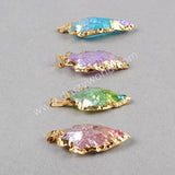 Arrowhead Gold Plated Rainbow Titanium Quartz Pendant Bead G0525