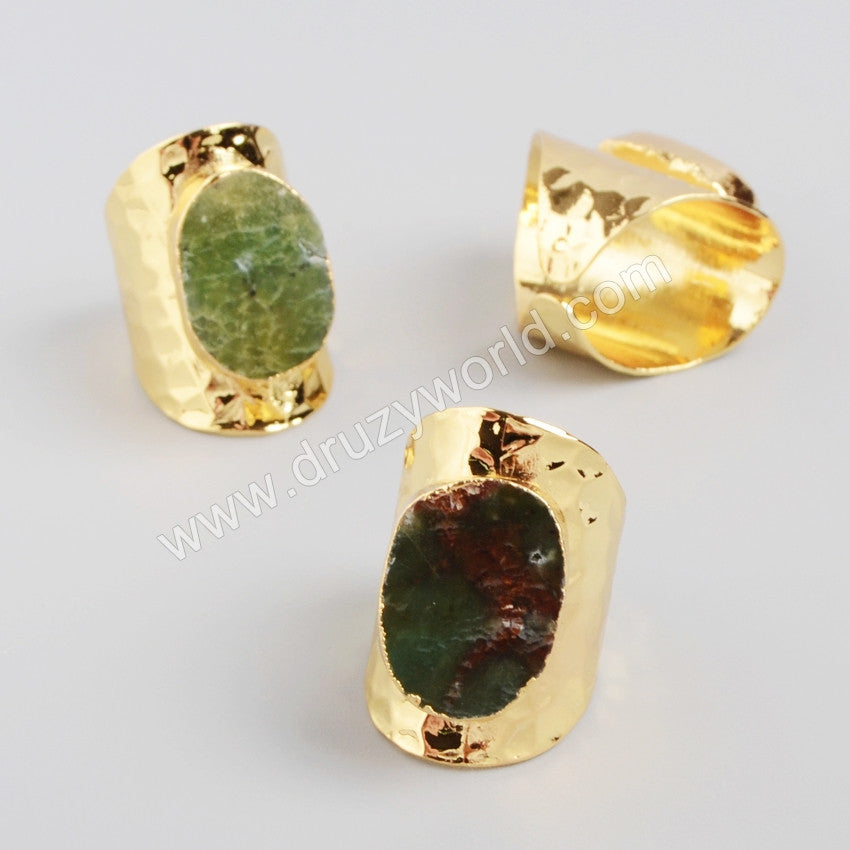 Gold Plated Natural Australia Jade Band Ring G1035