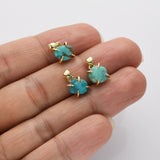 Tiny Gold Plated Claw Natural Real Turquoise Pendant, Freeform Shape, Genuine Turquoise Jewelry Charm Pendant ZG0483