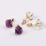 Gold Claw Raw Gemstone Stud Earrings, Prong Set Crystsal Earring, Healing Stone Jewelry ZG0446