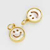 Wholesale Gold Plated Smile Face Natural White Shell Pendant, Small Size WX2173