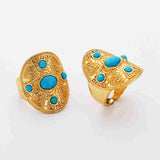 Rectangle Gold Plated Brass Bezel Natural Turquoise Ring Real Turquoise Ring Gemstone Jewelry Ring ZG0458