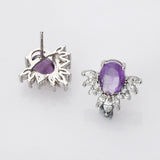 S925 Sterling Silver Moonstone Stud Earrings Zircon Studs, Healing Crystal Jewelry Earrings SS222ES