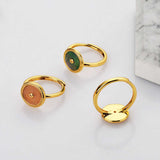 Adjustable Round Gold Plated Natural Gemstone Ring Healing Crystal Rings WX2084