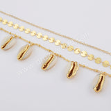 Gold Plated Cowrie Shell Three Layer Necklace G1736