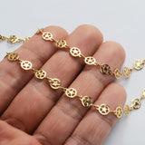 16 Feet Gold Plated Brass Hollow Star Round Chain, 6mm Coin Chain, For Necklace Bracelet Jewelry Making, Wholesale Supply PJ493