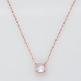 15" S925 Sterling Silver Claw Oval Moonstone Necklace, Faceted Natural Crystal Necklace Jewelry SS253