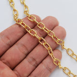 16 Feet Gold Plated Brass Oval Link Chain, Paper Clip Chain, For Necklace Bracelet Jewelry Making, Wholesale Supply PJ506