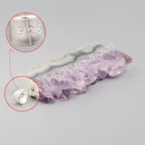 925 Sterling Silver Rectangle Natural Amethyst Druzy Slice Pendant Bead SS019