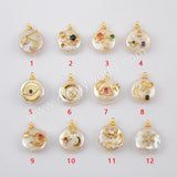 Gold Plated Natural Pearl With Multi CZ Charm G1887