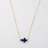 Rainbow Cross Titanium Raw Druzy Adjustable Necklace Gift For Her G1890