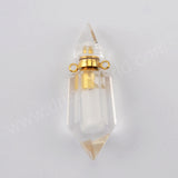 Fluorite Quartz Perfume Bottle Connector Gold Plated Jewelry G1942