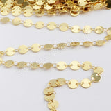 6mm Gold Plated Brass Coin Slice Chain PJ115-G