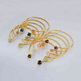 Natural Raw Crystals Bracelets Double-Stones Bracelets Claw Crystal Quartz Cuff Adjustable Bangle ZG0452