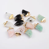 Horn Gold Plated Black Agate Faceted Charm G1822