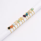 S925 Sterling Silver Claw Gold Plated Rainbow Raw Gemstone Ring, Healing Crystal Stone Ring, Adjustable SS203