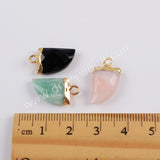 Horn Gold Plated Black Agate Faceted Charm G1822