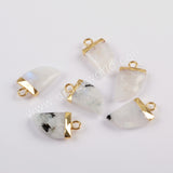 Horn Gold Plated Black Agate Faceted Charm G1822