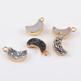 Gold Plated Small Rainbow Titanium Druzy Crescent Moon Charm G1175