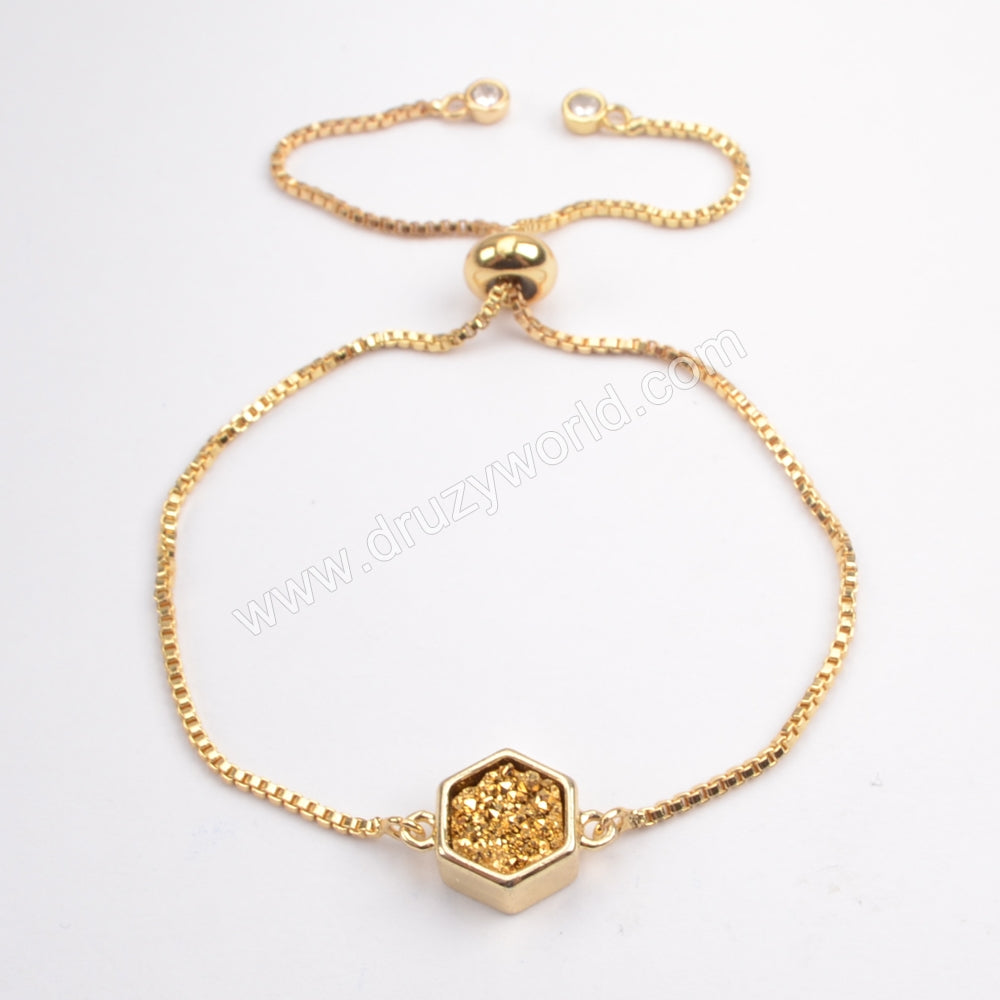 Gold Druzy Bracelet For Women