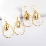 Full Gold Plated Cowrie Shell Teardrop Earring G1584