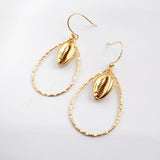 Full Gold Plated Cowrie Shell Teardrop Earring G1584