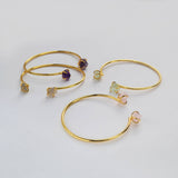 Natural Raw Crystals Bracelets Double-Stones Bracelets Claw Crystal Quartz Cuff Adjustable Bangle ZG0452