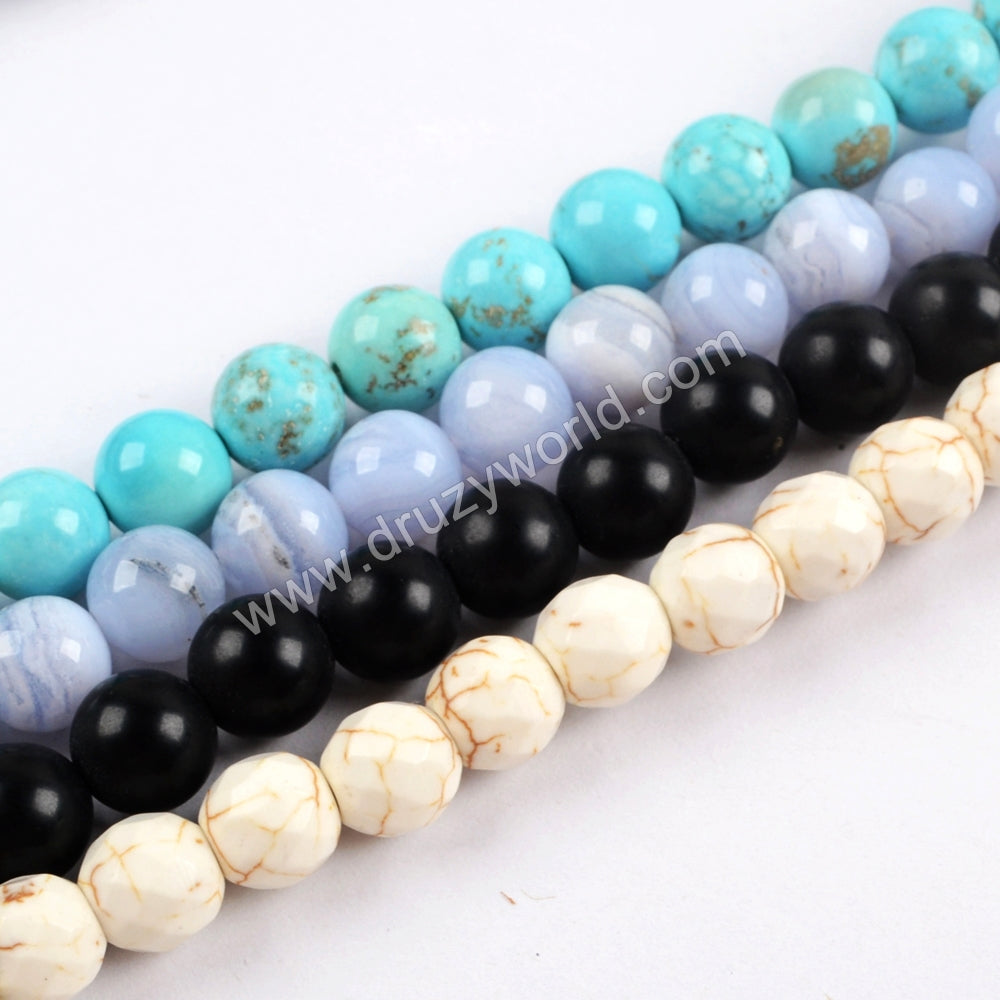 Gold Plated Natural White Solar Quartz Faceted With 8mm Stone Beads Layer Bracelet G1549