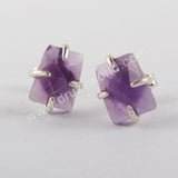 925 Sterling Silver Fashion Natural Crystal Faceted Stud Earrings For Women SS201