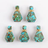 Natural Gold Crack Turquoise Perfume Bottle Connector PB001